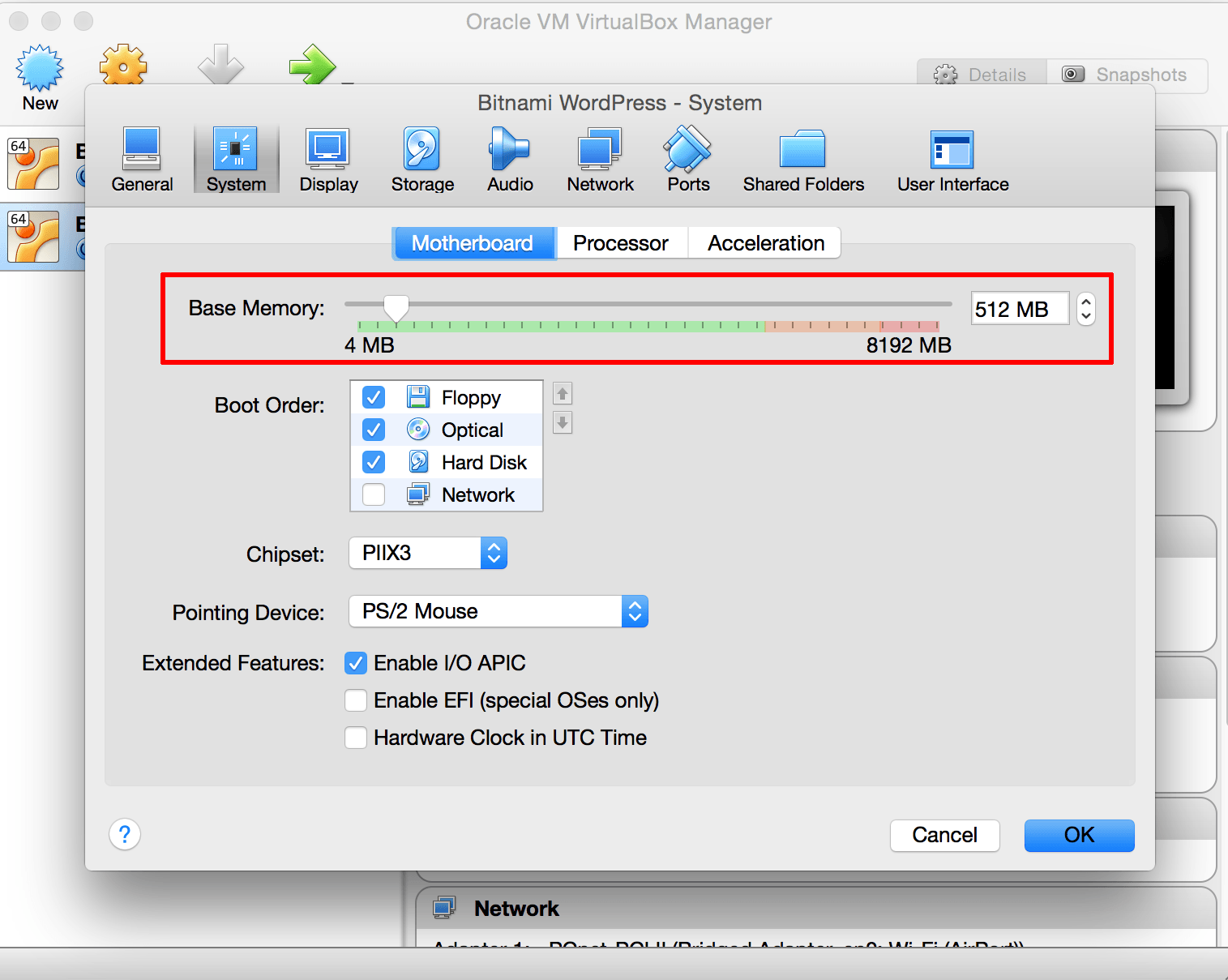 Reduce the memory space allocated to the virtual machine