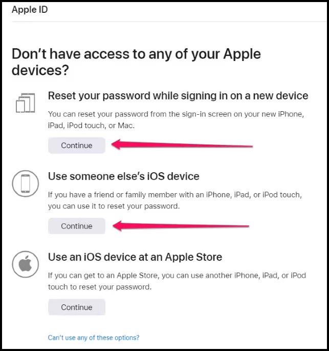 Reset your password while signing in on a new device