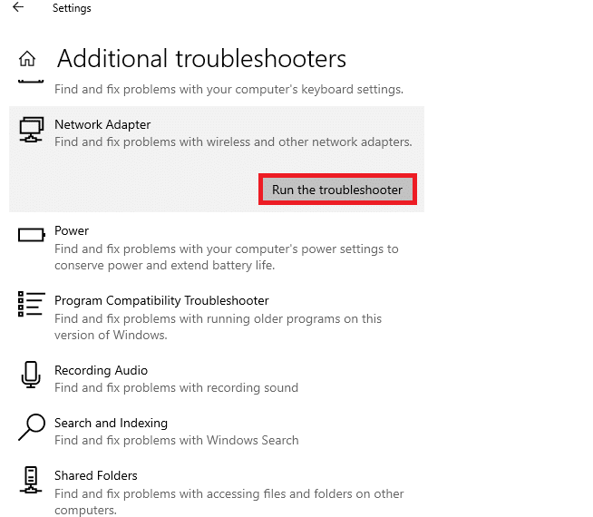  Run the troubleshooter